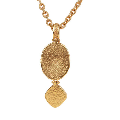 Chanel Vintage Gold Embossed CC Logo Pendant Necklace