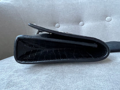 Yves Saint Laurent (YSL) Black Croc Print Kate Clutch