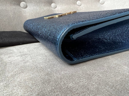 Yves Saint Laurent (YSL) Blue Glitter Cassandre Clutch