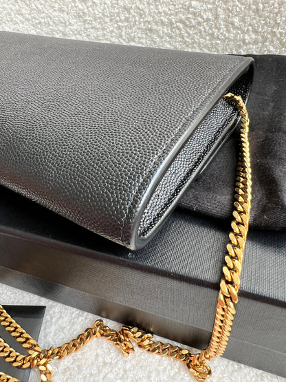 Yves Saint Laurent (YSL) Black Uptown Chain Wallet