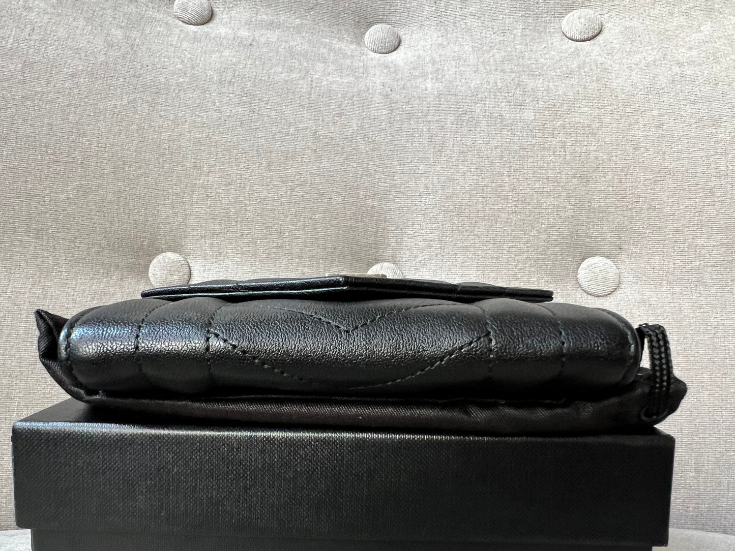 Yves Saint Laurent Black Small Envelope Wallet in Lambskin