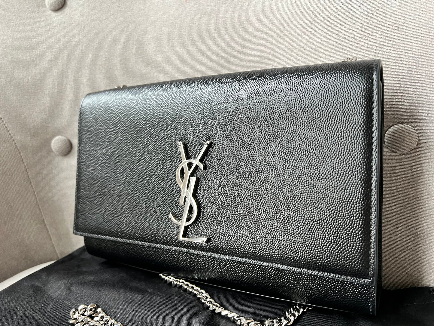 Yves Saint Laurent (YSL) Black Medium Kate with Silver Hardware