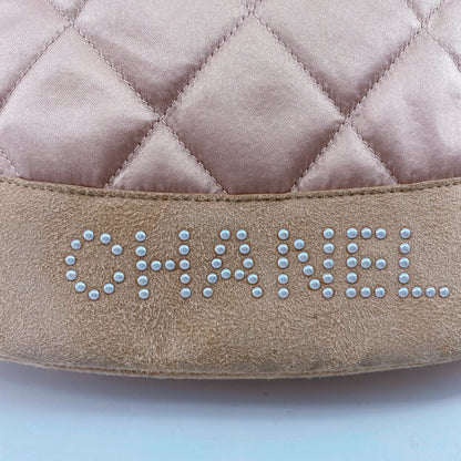 CHANEL Vintage Quilted Satin and Suede Drawstring Backpack