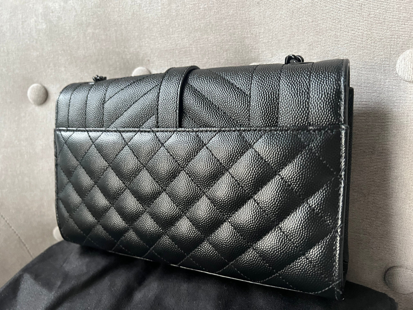 Yves Saint Laurent (YSL) Black on Black Small Envelope Bag