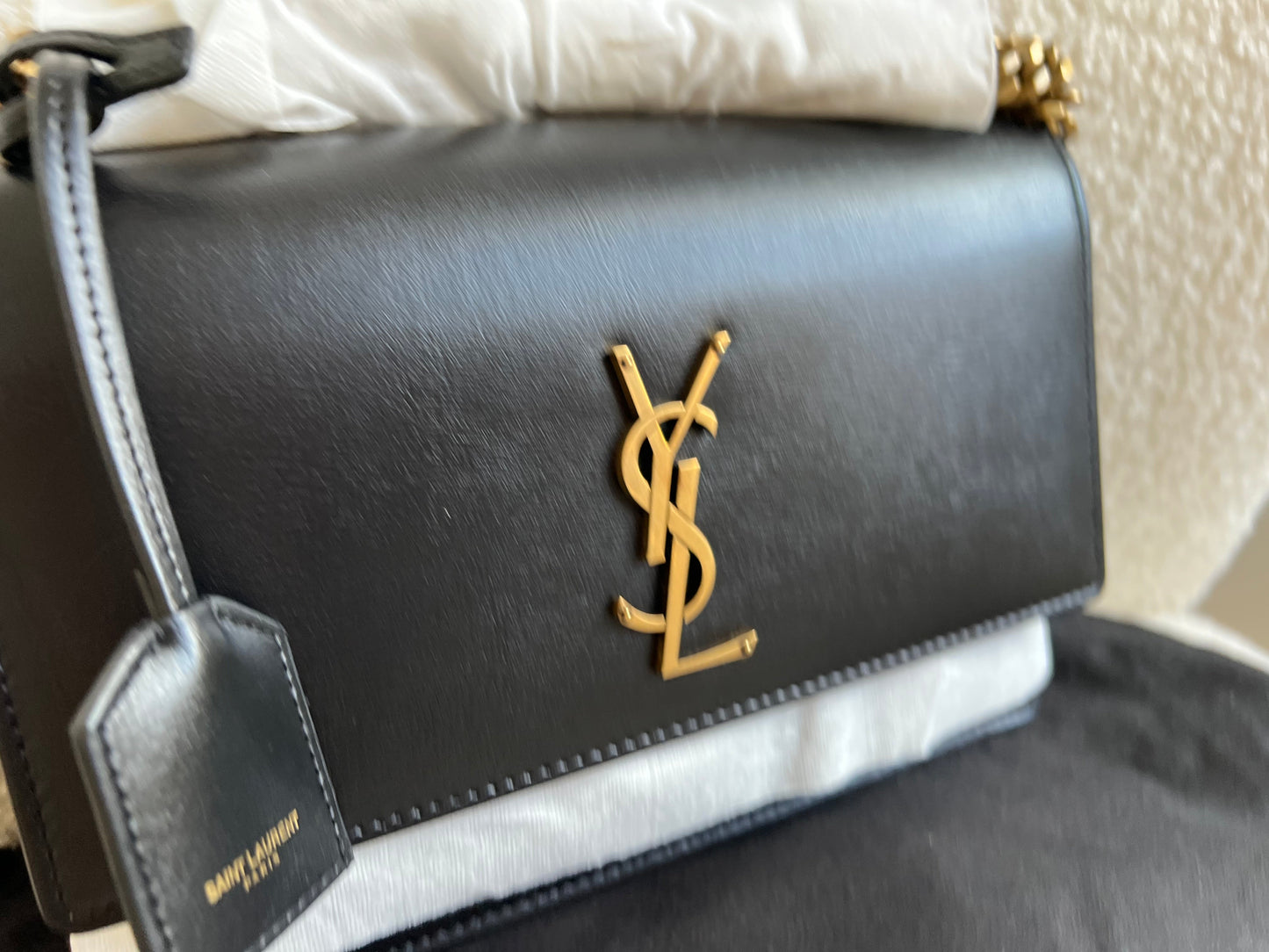 Yves Saint Laurent (YSL) Black Medium Sunset with Gold Hardware