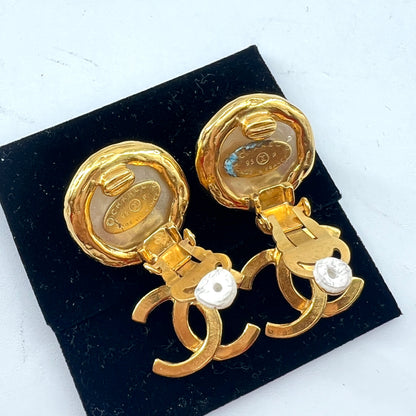 Chanel CC Logo Pearl Earrings