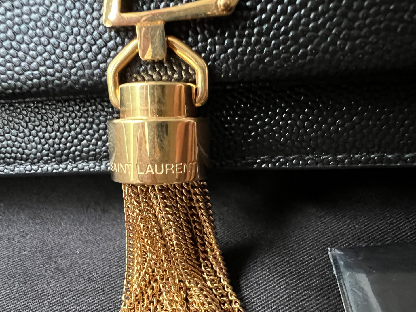 Yves Saint Laurent (YSL) Black Kate Chain Wallet Gold Hardware