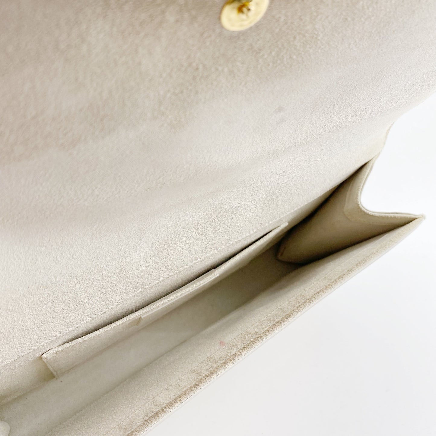 Yves Saint Laurent White Textured Leather Y-ligne Clutch