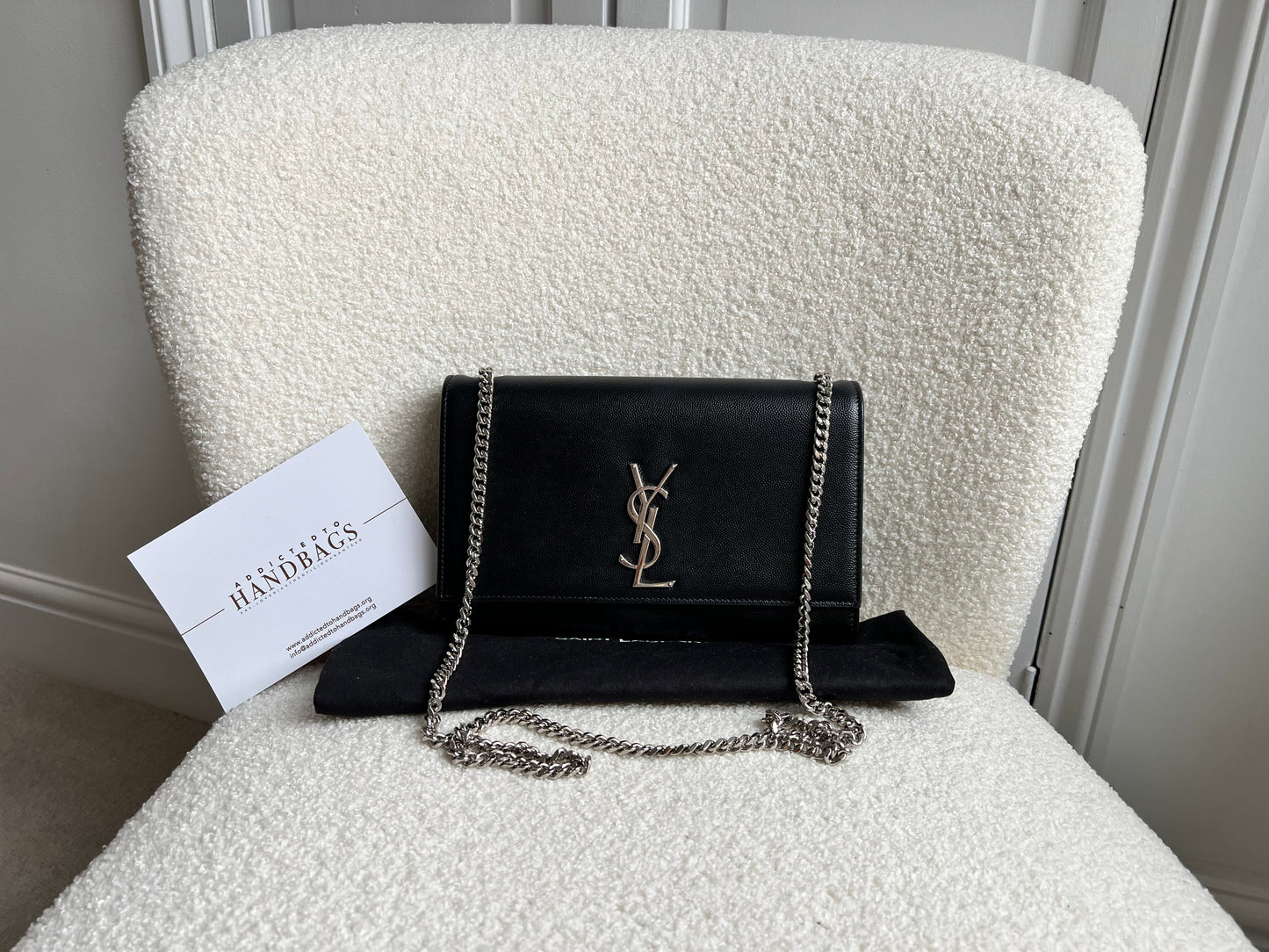 Yves Saint Laurent (YSL) Black Medium Kate with Silver Hardware