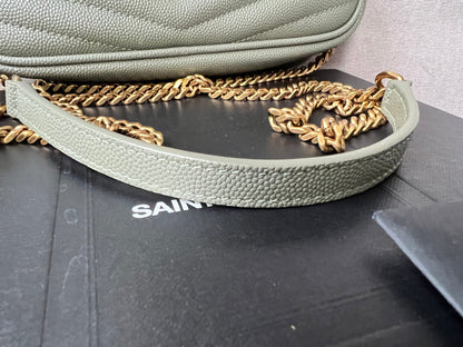 Yves Saint Laurent (YSL) Sage Green Mini Lou Camera Bag