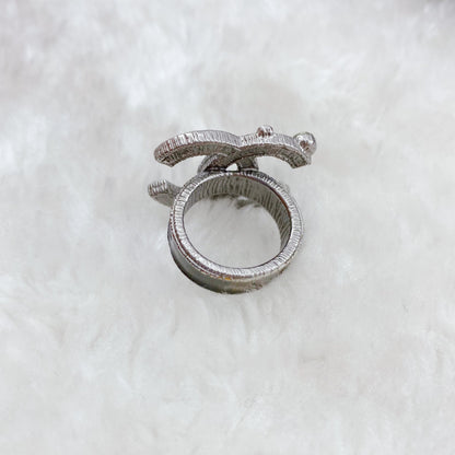 Chanel CC logo with crystal Ring