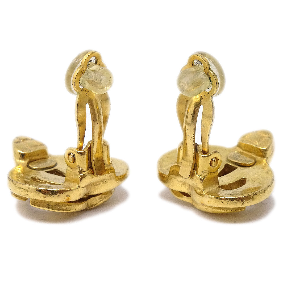 CHANEL 1997 Heart Earrings Gold Small 03088