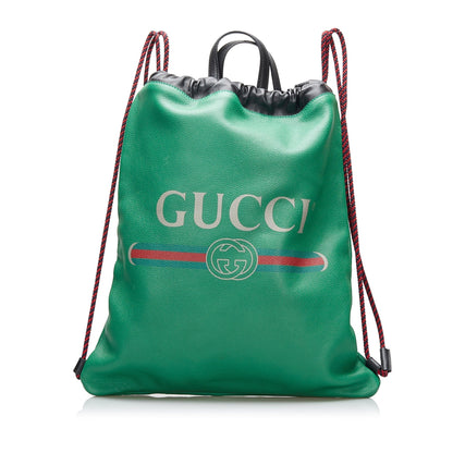 Gucci Logo Drawstring Backpack