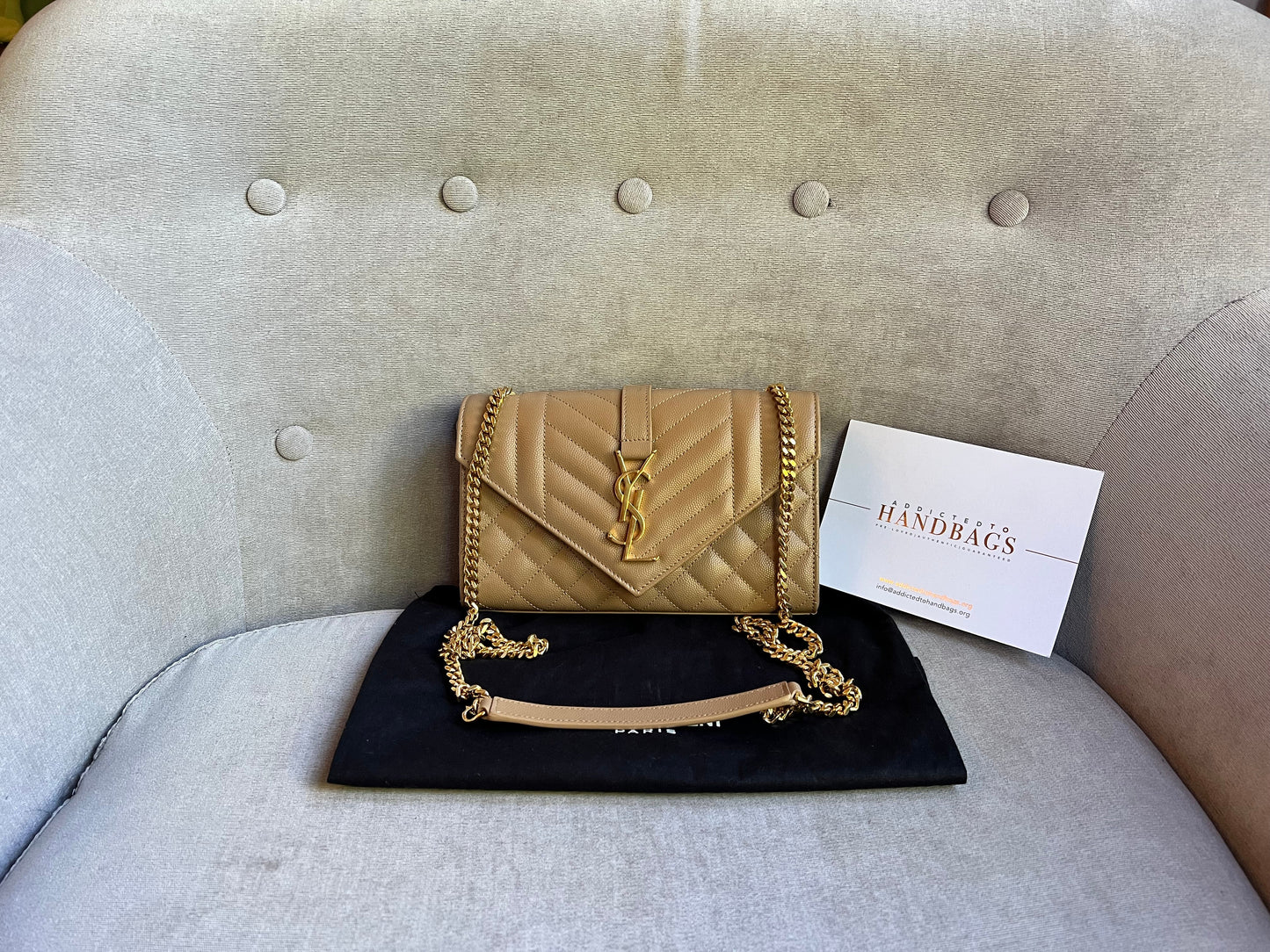 Yves Saint Laurent (YSL) Beige Small Envelope Bag