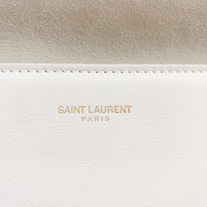 Yves Saint Laurent White Textured Leather Y-ligne Clutch