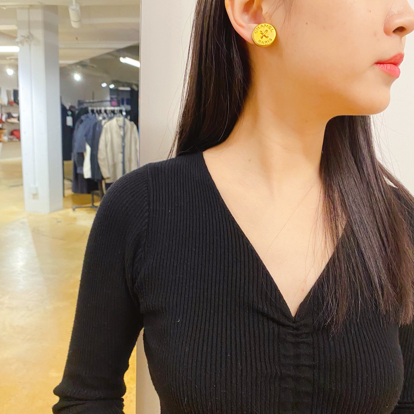 Chanel Gold Color Earrings