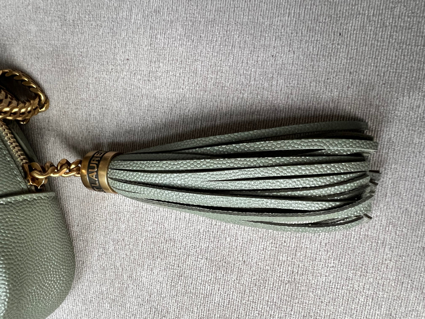 Yves Saint Laurent (YSL) Sage Green Mini Lou Camera Bag