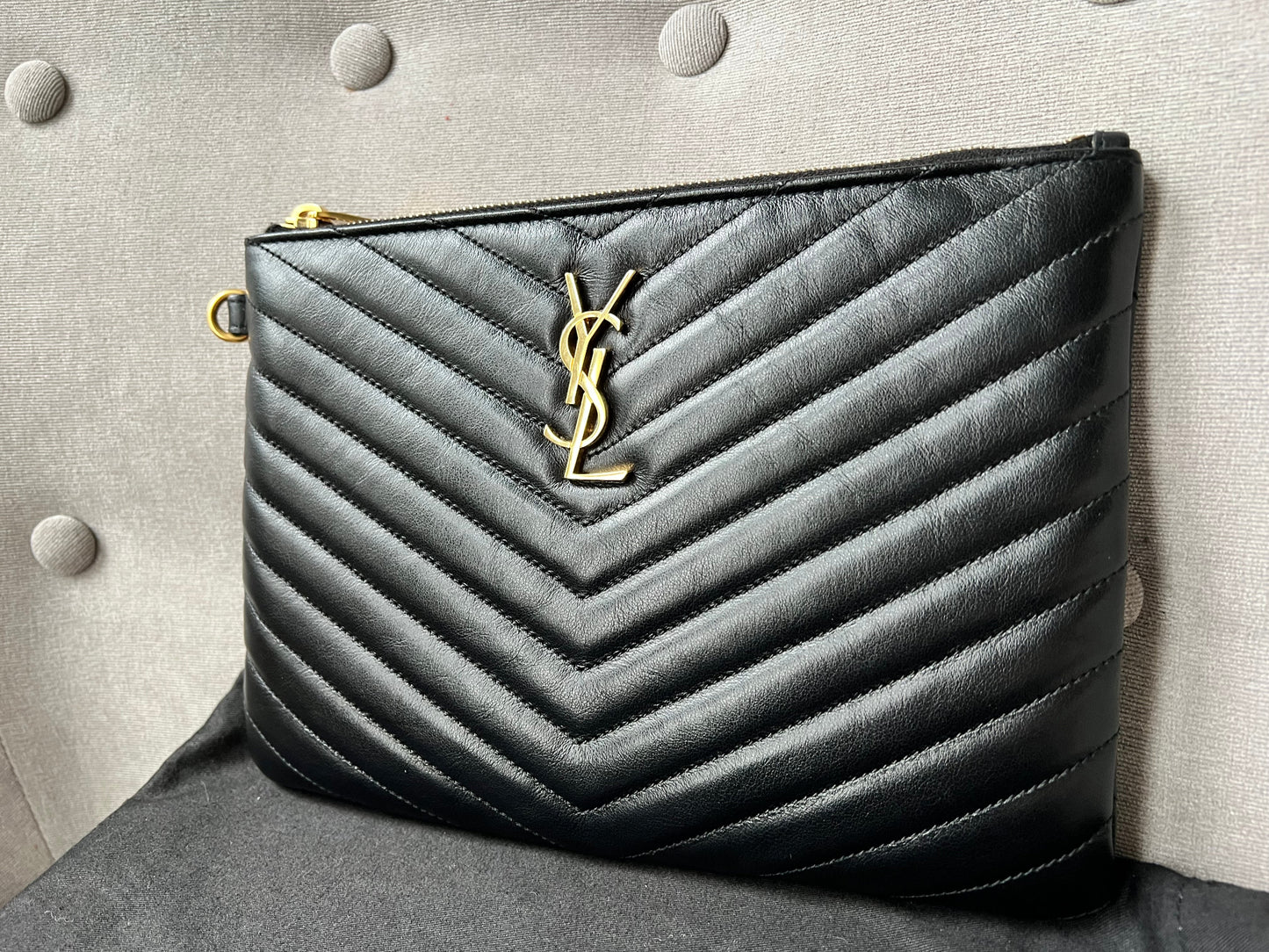 Yves Saint Laurent (YSL) Black Monogram Clutch Pouch