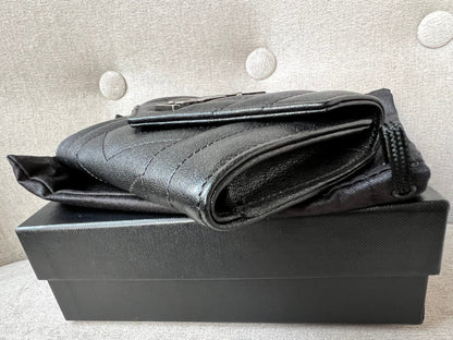 Yves Saint Laurent Black Small Envelope Wallet in Lambskin