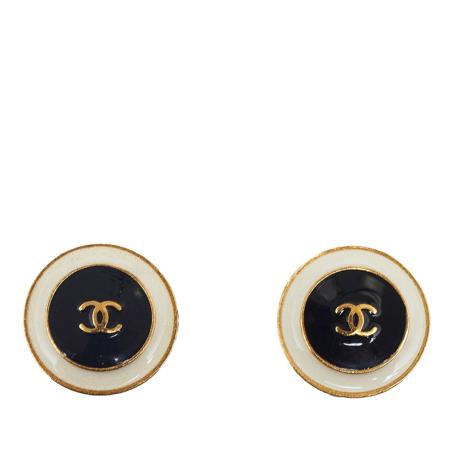 CHANEL Enamel CC Clip-On Earrings Costume Earrings