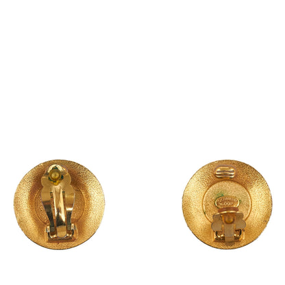 CHANEL Enamel CC Clip-On Earrings Costume Earrings