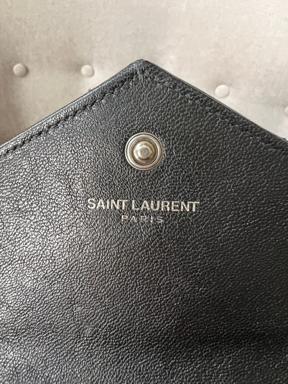 Yves Saint Laurent Black Small Envelope Wallet in Lambskin