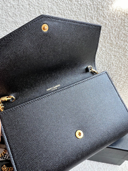 Yves Saint Laurent (YSL) Black Uptown Chain Wallet