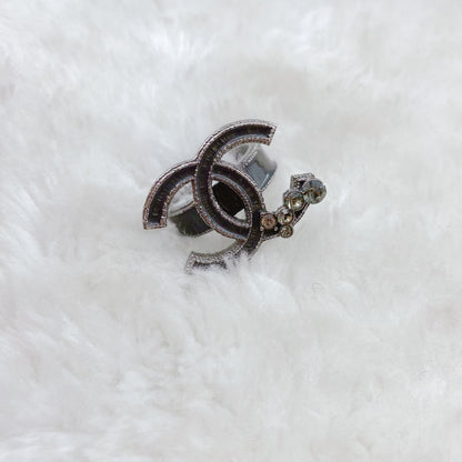 Chanel CC logo with crystal Ring