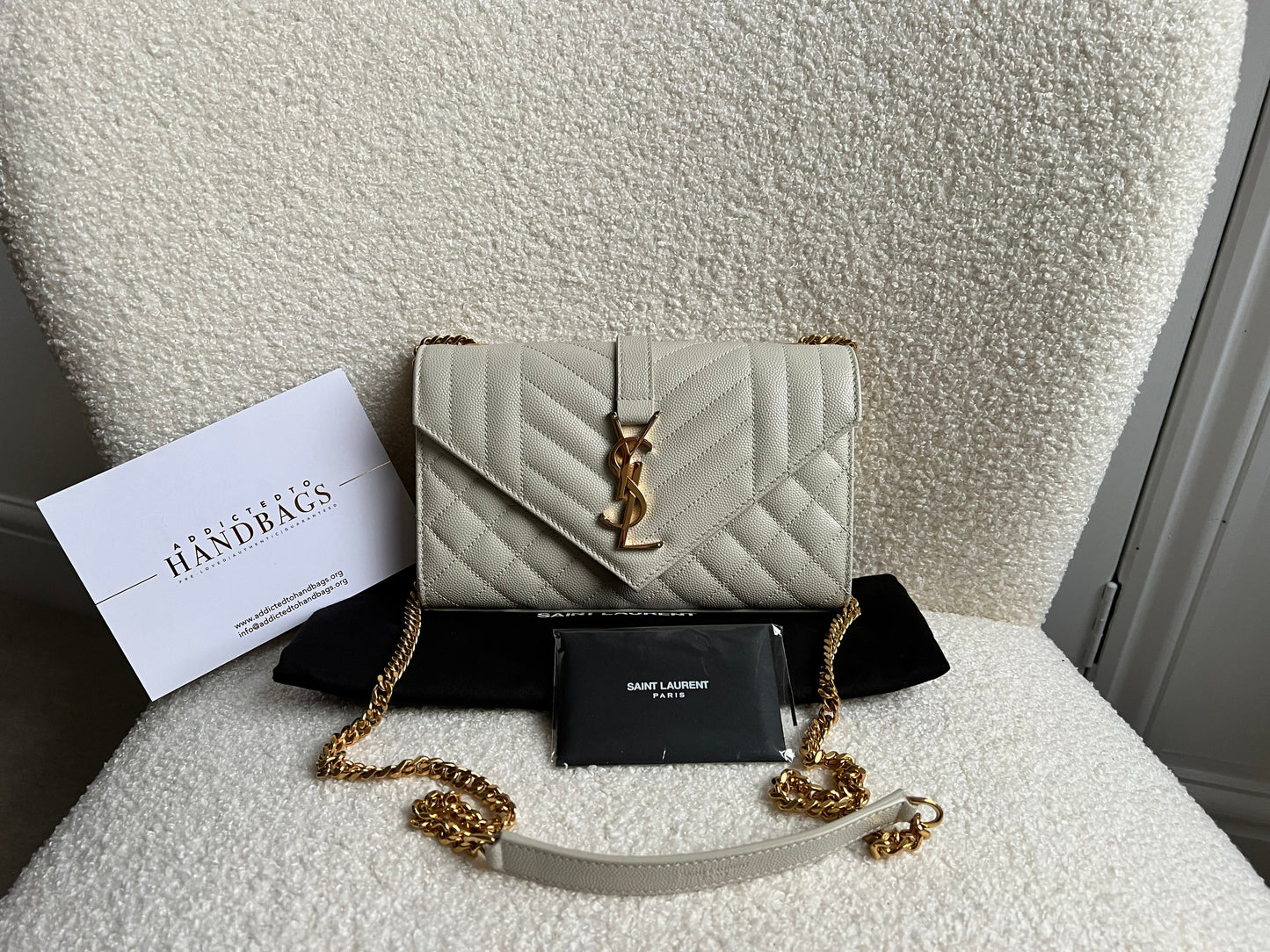 Yves Saint Laurent (YSL) Blanc Vintage Small Envelope Bag