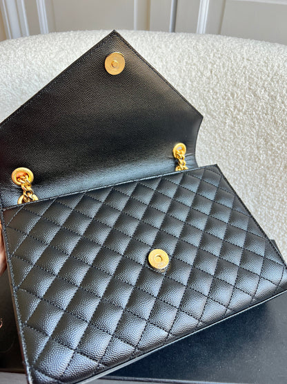 Yves Saint Laurent (YSL) Black Medium Envelope Bag