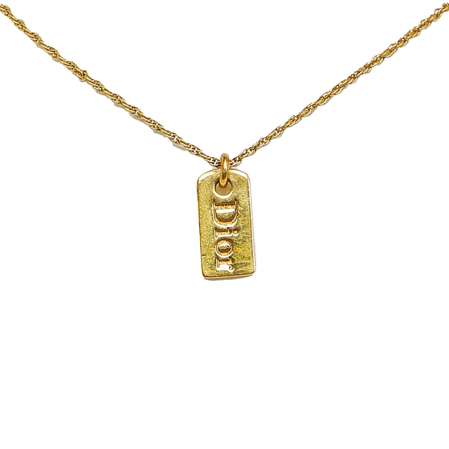 DIOR Logo Plate Pendant Necklace Costume Necklace