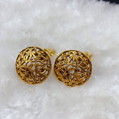 Chanel Perforated Logo Clip Earrings 1980's