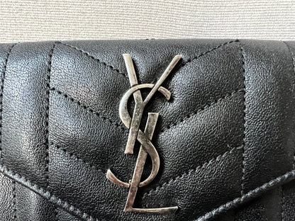 Yves Saint Laurent Black Small Envelope Wallet in Lambskin