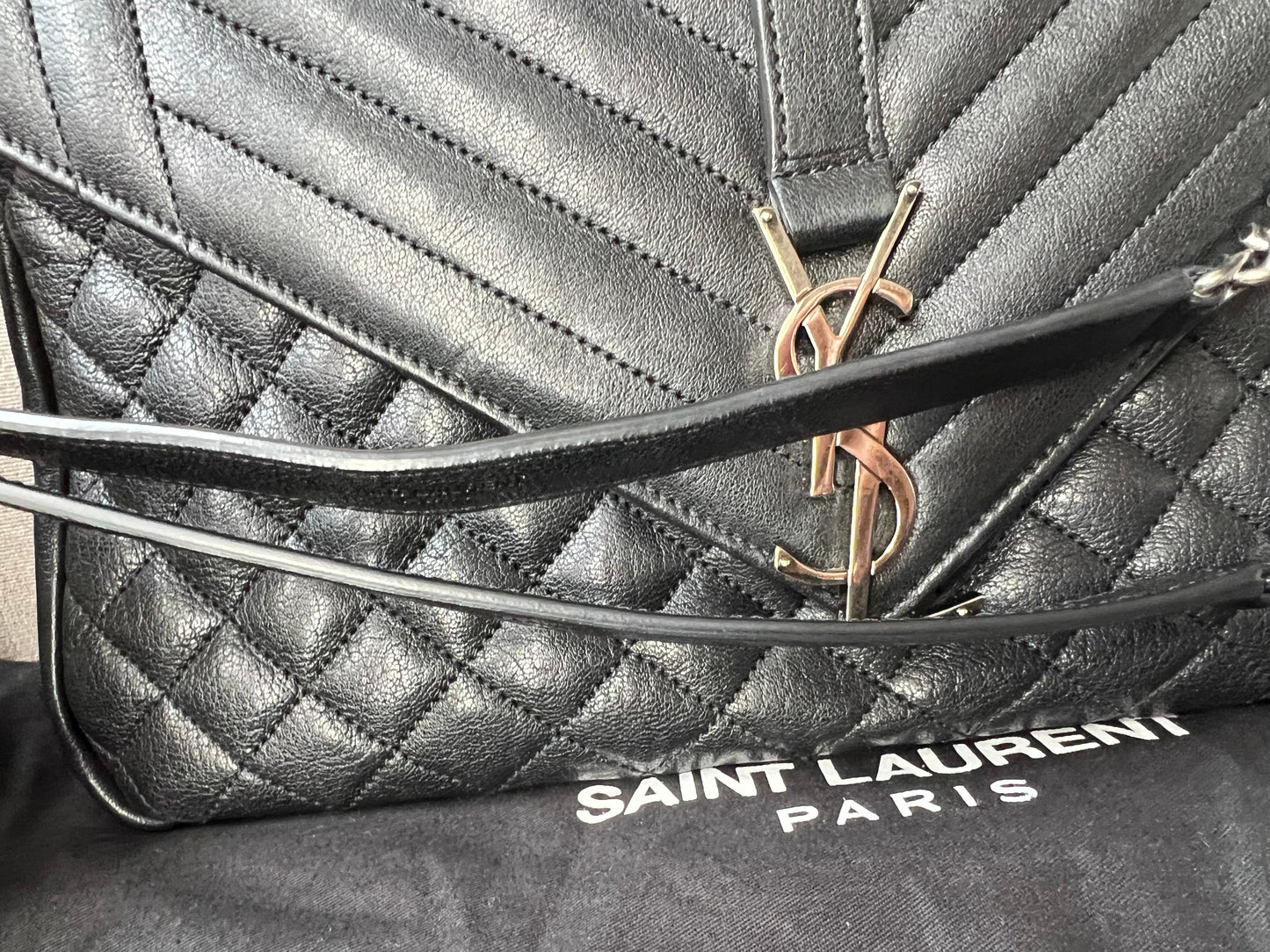 Yves Saint Laurent (YSL) Large Black Lambskin College