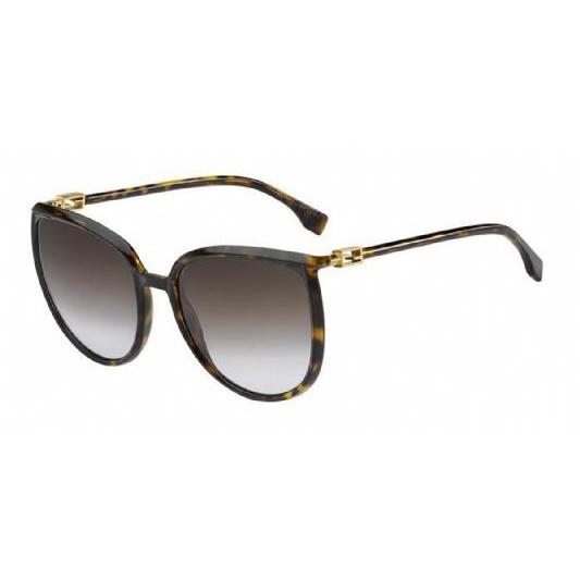 Fendi FF 0432/G/S Sunglasses Dark Havana / Gradient Brown (S) Women's