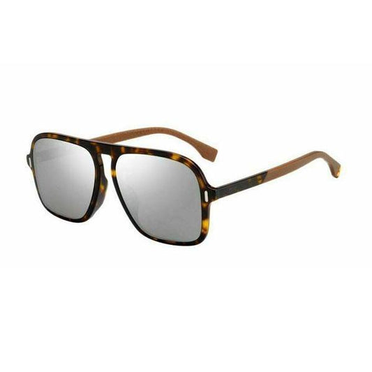 Fendi FF M0066/F/S Sunglasses Dark Havana / Silver Mirror (S) Men's