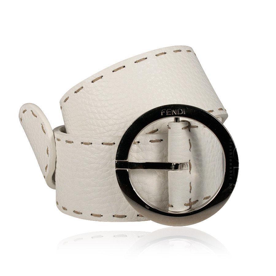 Fendi Women's Wide Belt Selleria Calf leather white Silver Hardware (FFB1513)