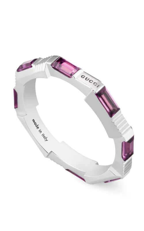 GUCCI Link to Love 18k White Gold & Rubellite Ring YBC662256001