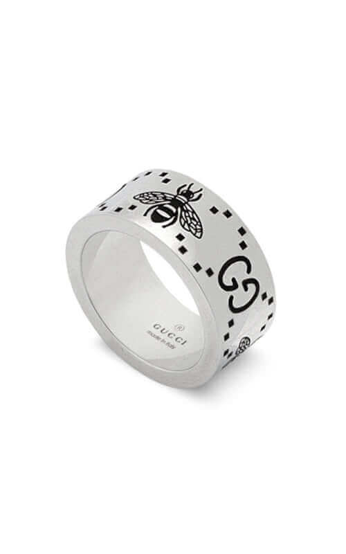 GUCCI Signature Silver Ring with Bee Motif YBC728304001