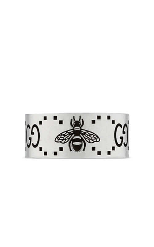 GUCCI Signature Silver Ring with Bee Motif YBC728304001