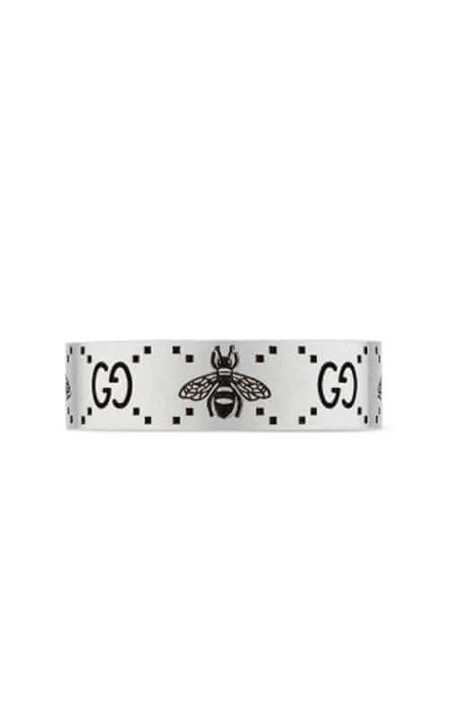 GUCCI Signature Silver Ring with Bee Motif YBC728389001