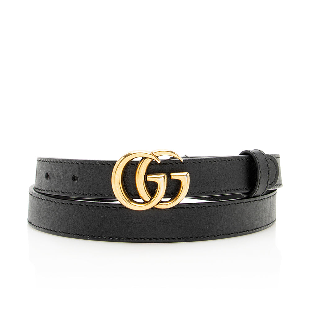 Gucci Leather GG Marmont Slim Belt - Size 34 / 85