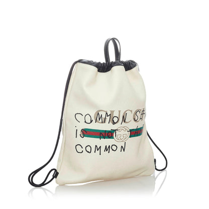 Gucci Logo Drawstring Leather Backpack