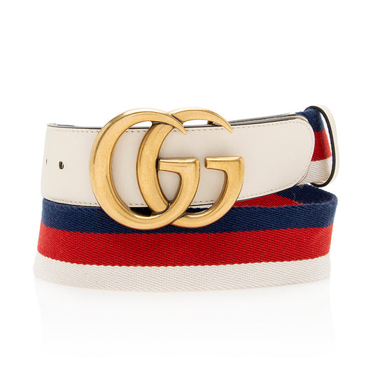 Gucci Web Calfskin Double G Belt - Size 38 / 95