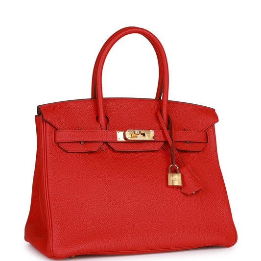 Pre-owned Hermes Birkin 30 Rouge de Coeur Togo Gold Hardware