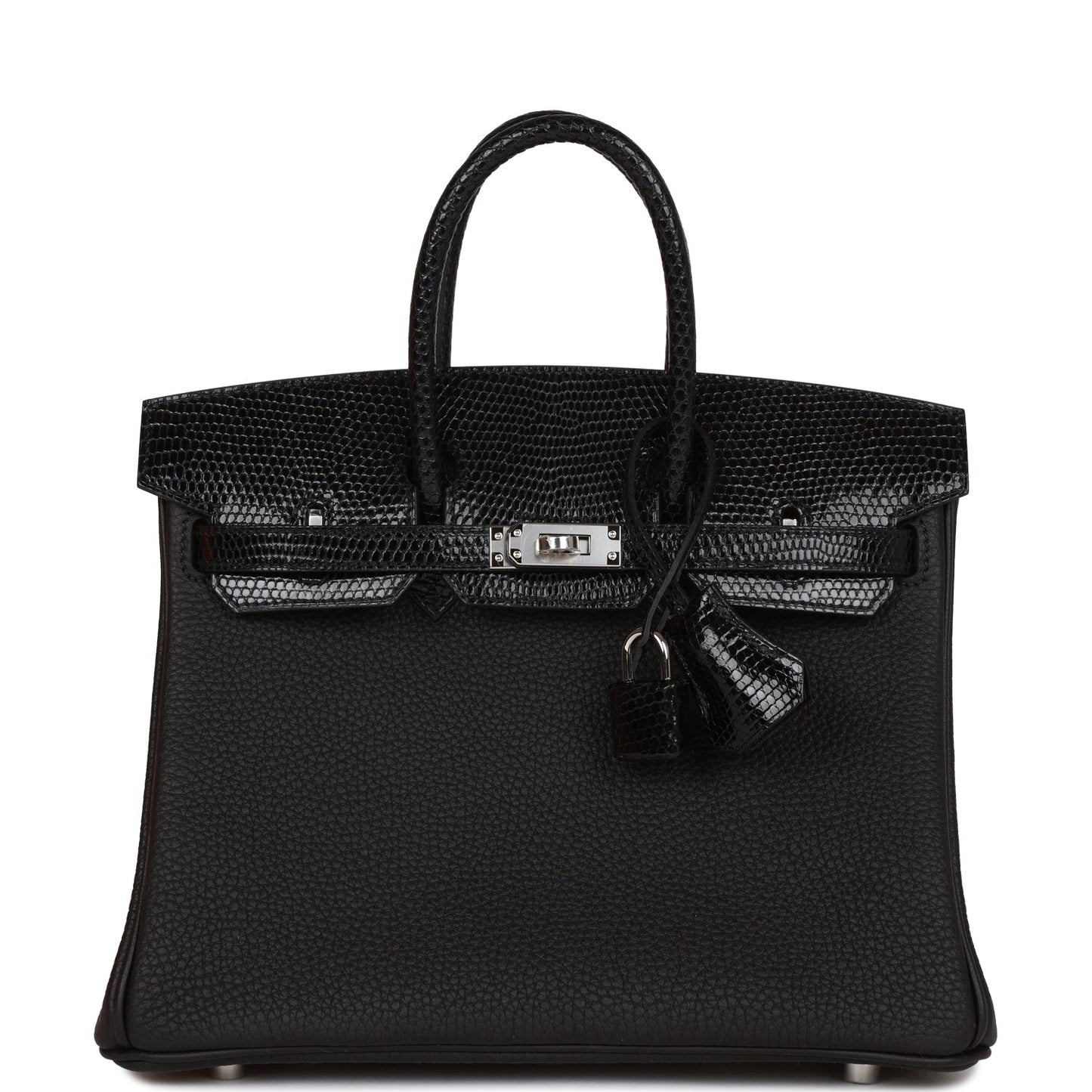 Hermes Birkin 25 Black Lizard and Togo Touch Palladium Hardware