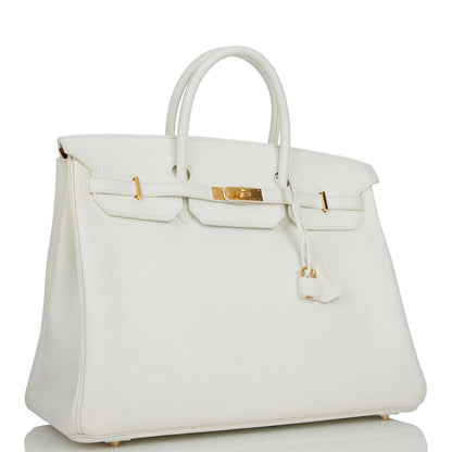 Pre-owned Hermes Special Order (HSS) Birkin 40 White Verso Togo Gold Hardware