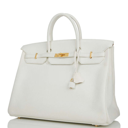 Pre-owned Hermes Special Order (HSS) Birkin 40 White Verso Togo Gold Hardware