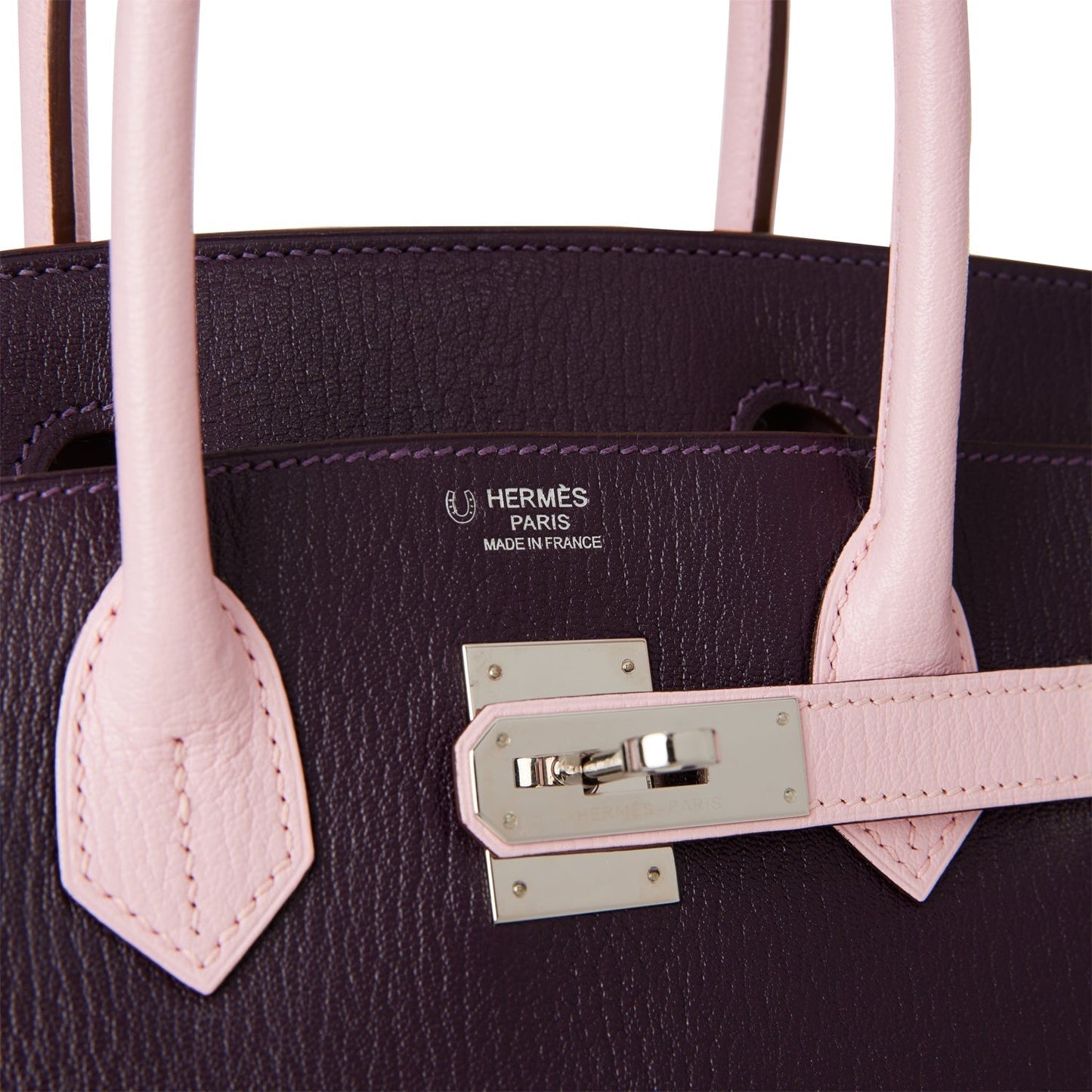 Pre-owned Hermes Special Order (HSS) Birkin 30 Raisin and Rose Sakura Chevre Palladium Hardware