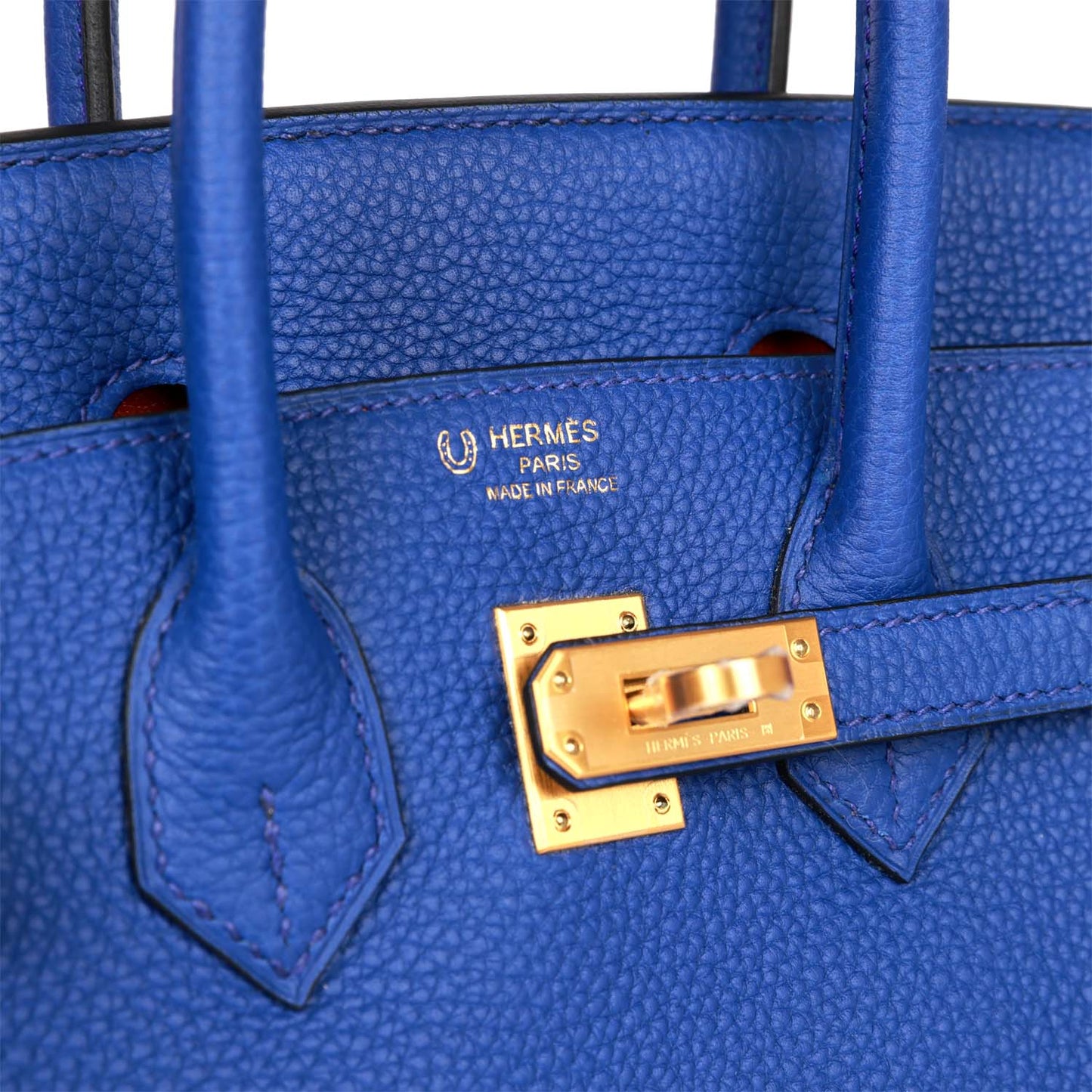 Hermes Special Order (HSS) Birkin 25 Bleu Electric Verso Togo Brushed Gold Hardware